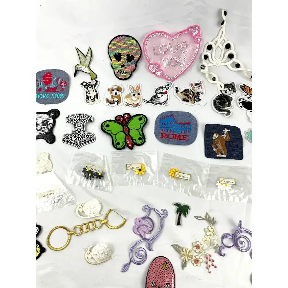45PC Assorted Sewing Applique‎ Patches Iron on Sew On NEW Mixed Sequin Crafting